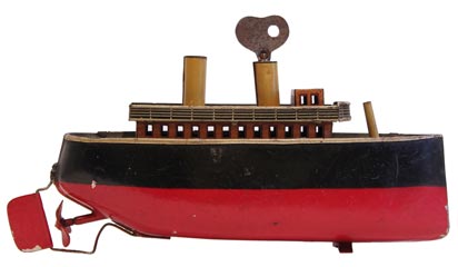 Jouet Ancien Bateau Paquebot Mécanique En Tôle - Années 1930 - Objet De Collection