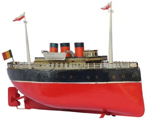 Arnold De Boat Baby Liner Ejection Motor 31CM 1930s Rare Metal Toy