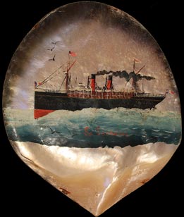 Paquebot CGT La  Savoie - Peinture sur coquillage