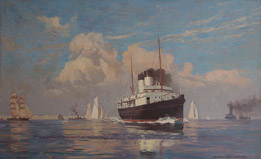 Norman WILKINSON - Huile sur toile - Paquebot